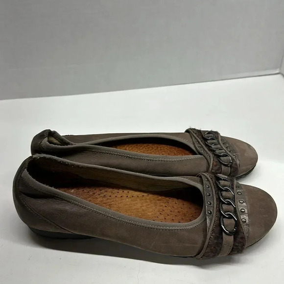 Gabor Ballet Flats Slip On Shoes Round Toe Suede Leather Brown Women's Size 8 - Picture 2 of 10